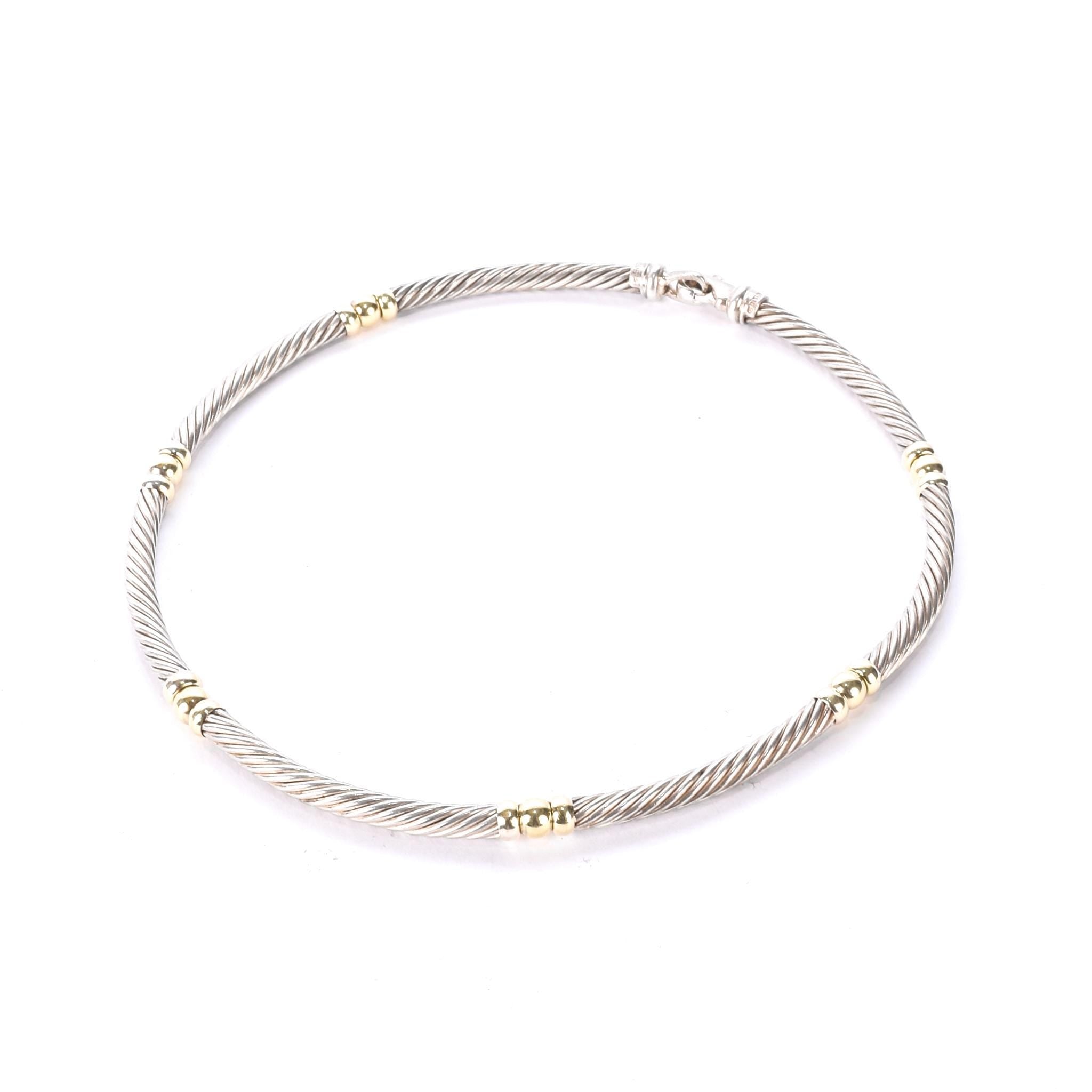 David Yurman Sterling Silver & 14K Gold Metro Collar Necklace