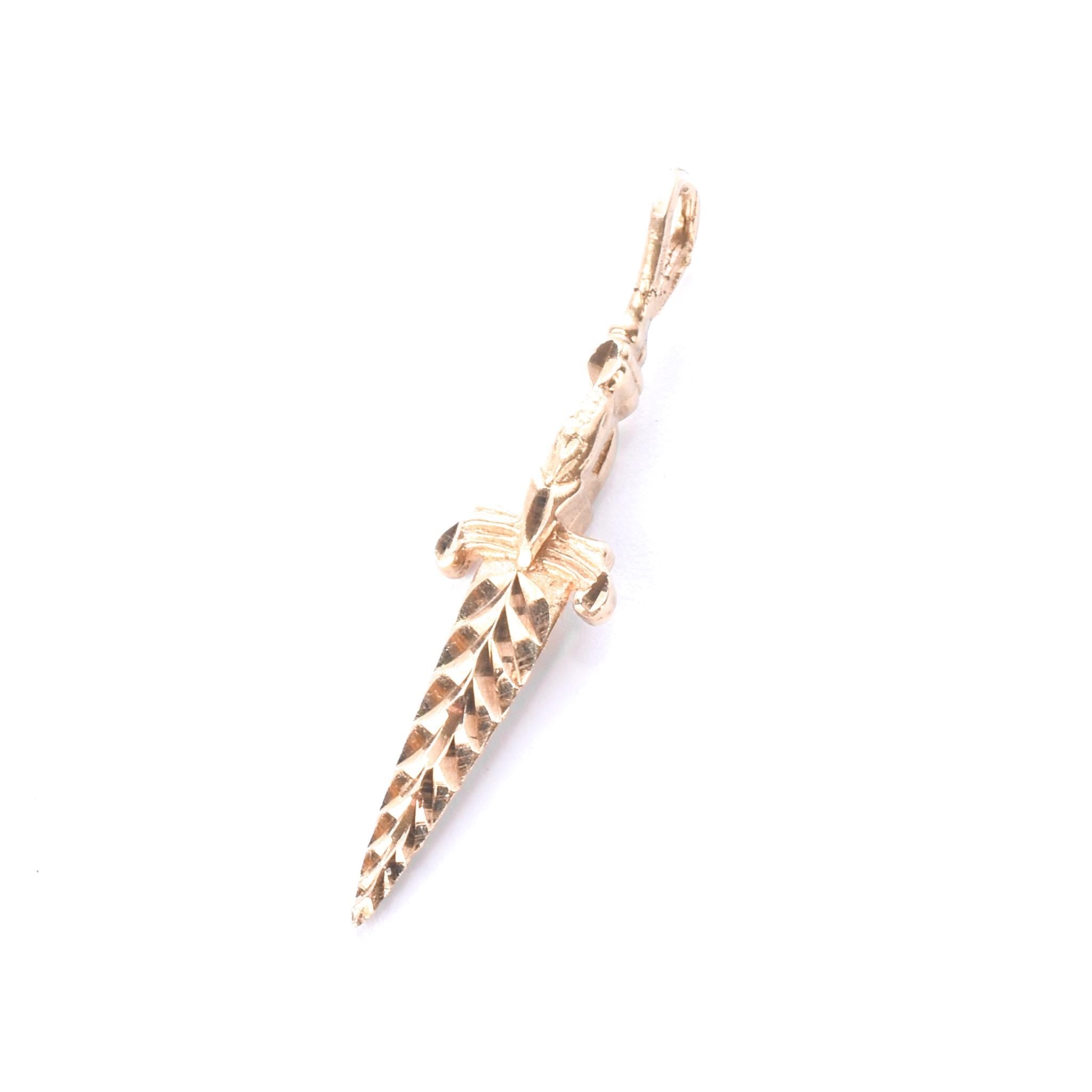 14K Gold Dagger/Knife Pendant