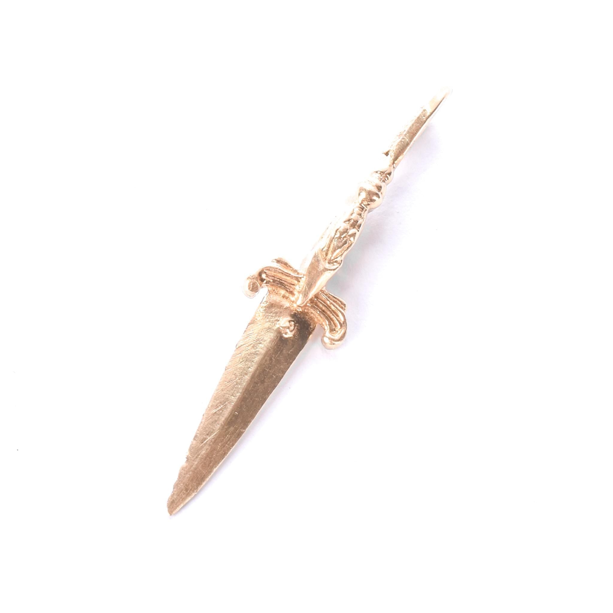 14K Gold Dagger/Knife Pendant