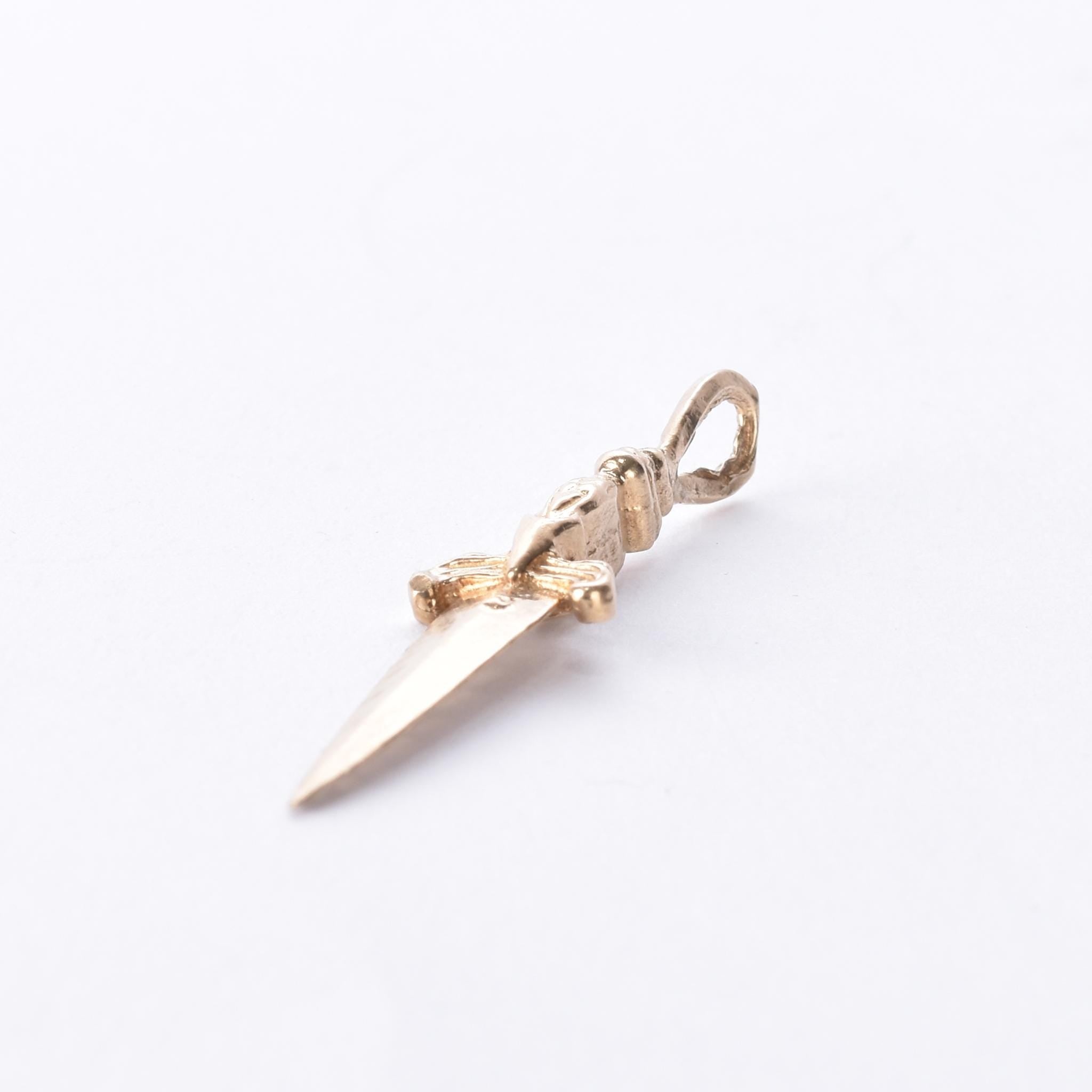 14K Gold Dagger/Knife Pendant