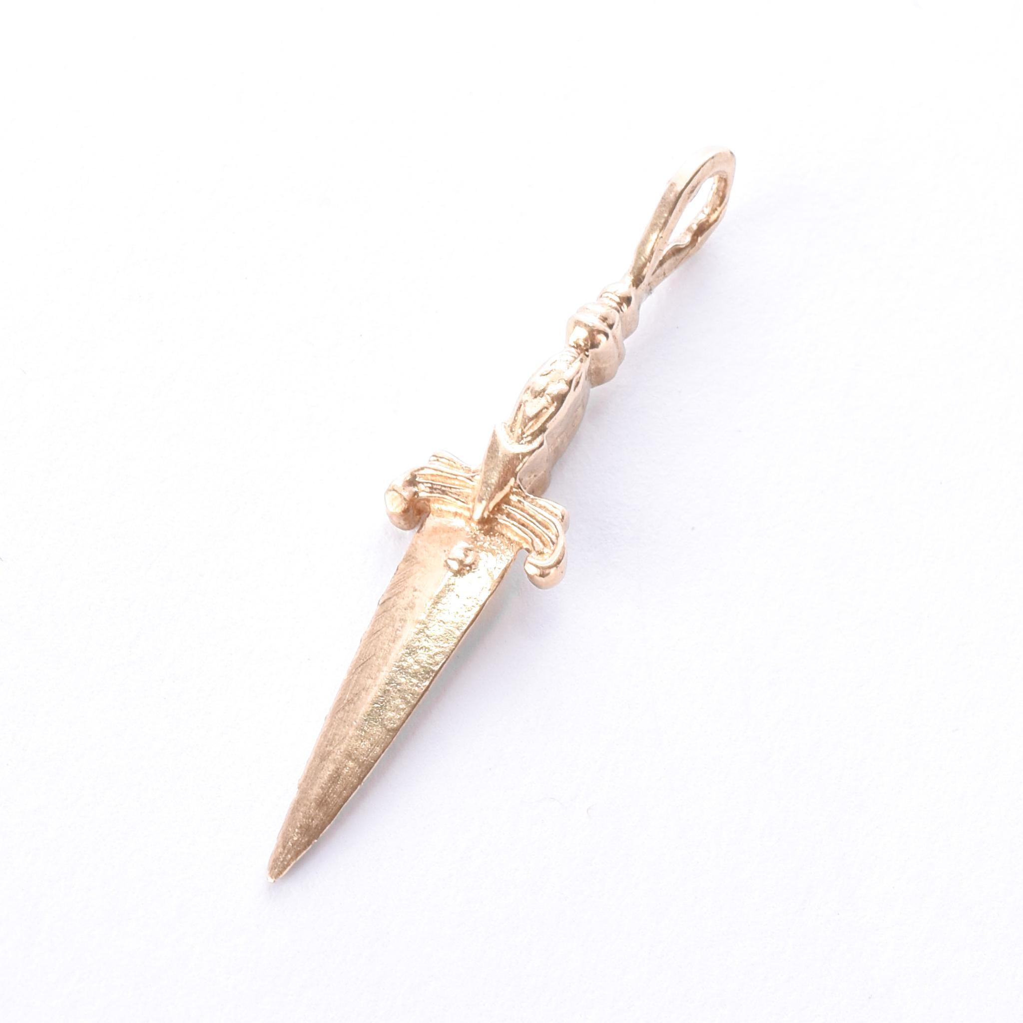 14K Gold Dagger/Knife Pendant