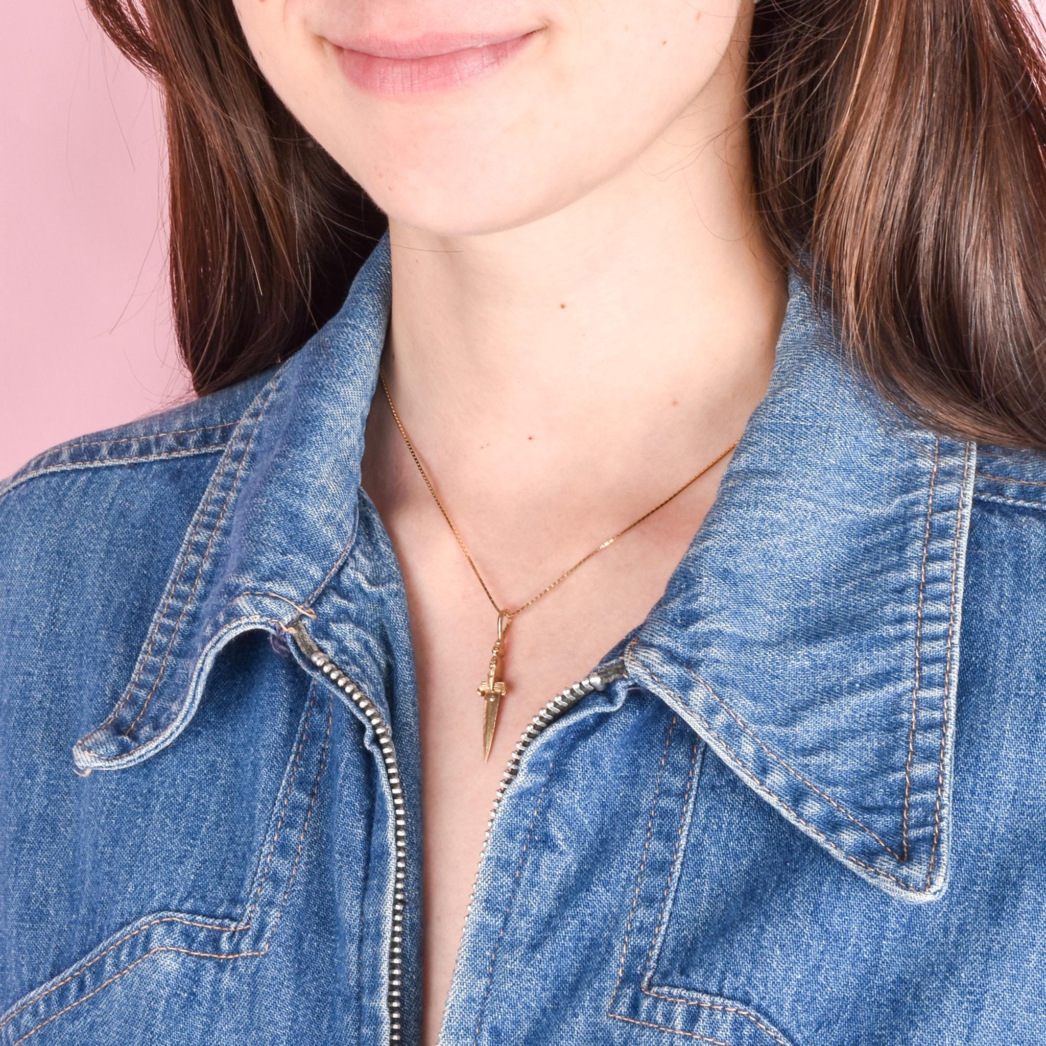 14K Gold Dagger/Knife Pendant