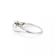 1940s 18K White Gold Natural Diamond Filigree Engagement Ring