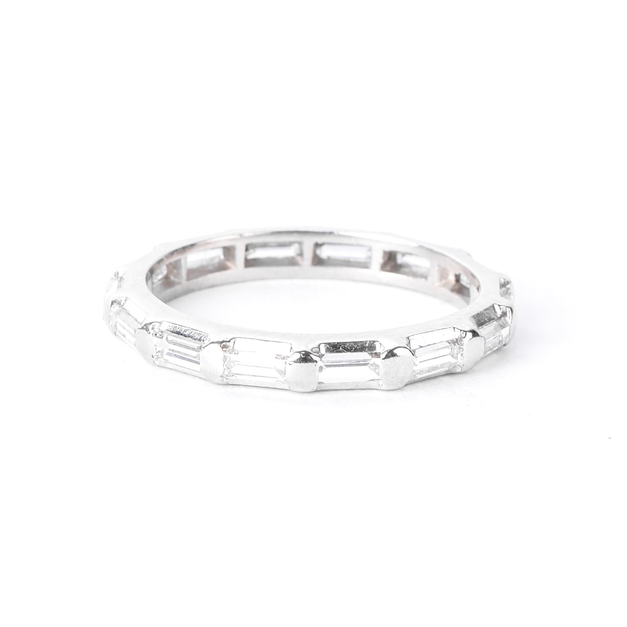 Platinum Natural Baguette Diamond Eternity Band