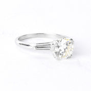 Platinum Round and Baguette 1.62 CT Natural Diamond Engagement Ring