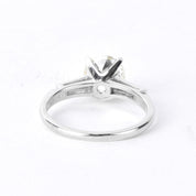 Platinum Round and Baguette 1.62 CT Natural Diamond Engagement Ring