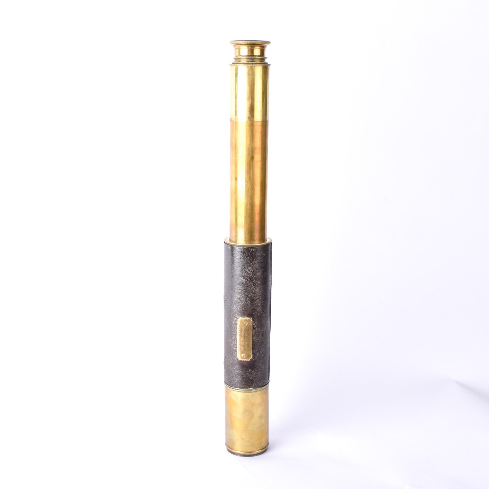1880s Lord Bury 4 Draw J. H. Steward Brass and Leather Telescope