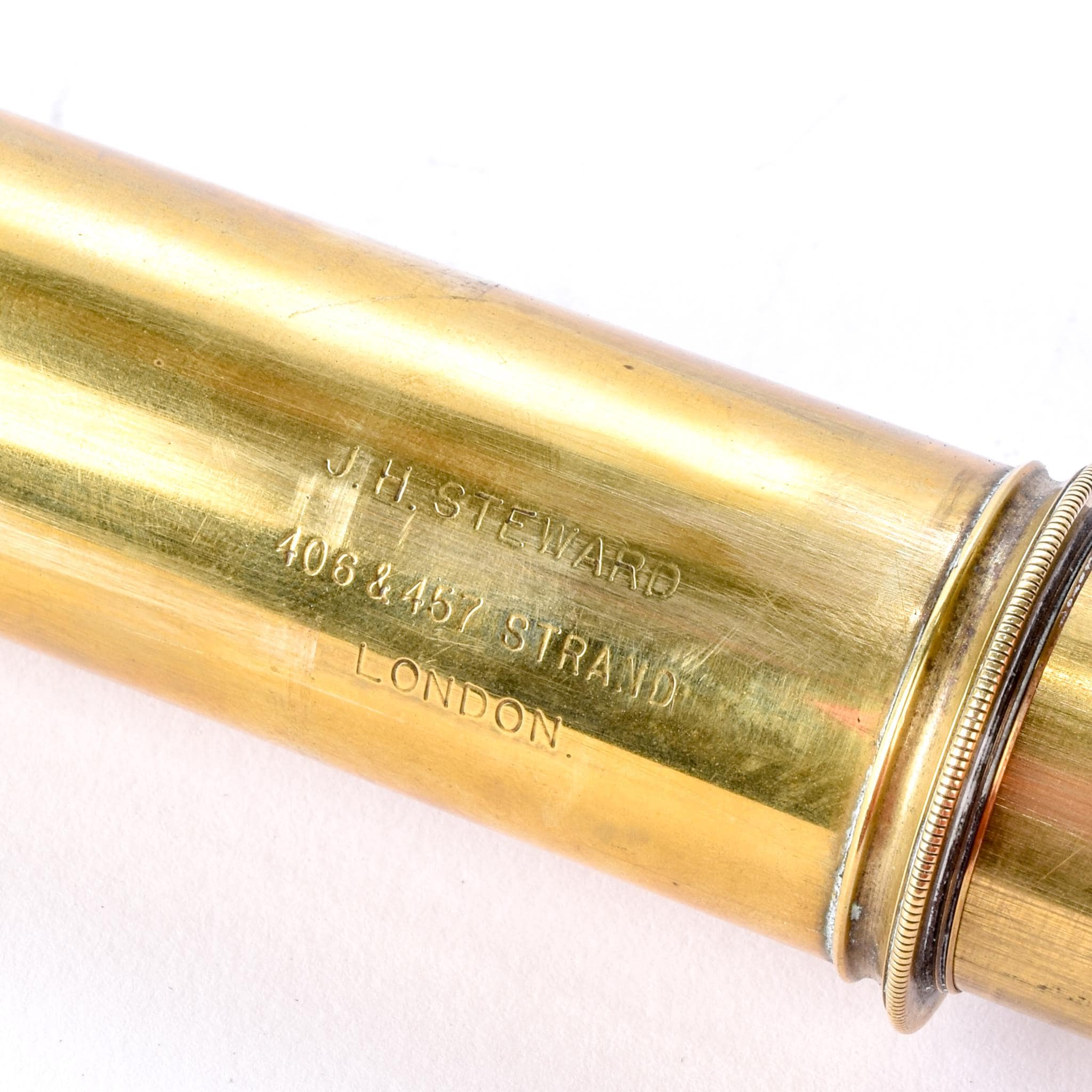 1880s Lord Bury 4 Draw J. H. Steward Brass and Leather Telescope