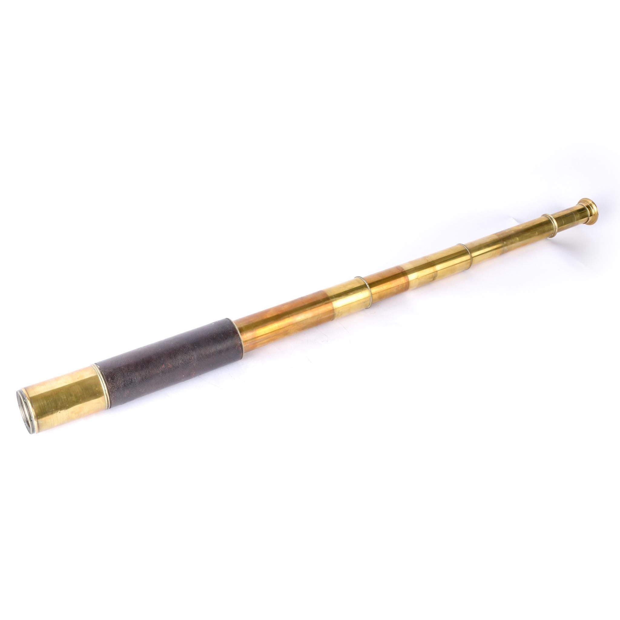 1880s Lord Bury 4 Draw J. H. Steward Brass and Leather Telescope