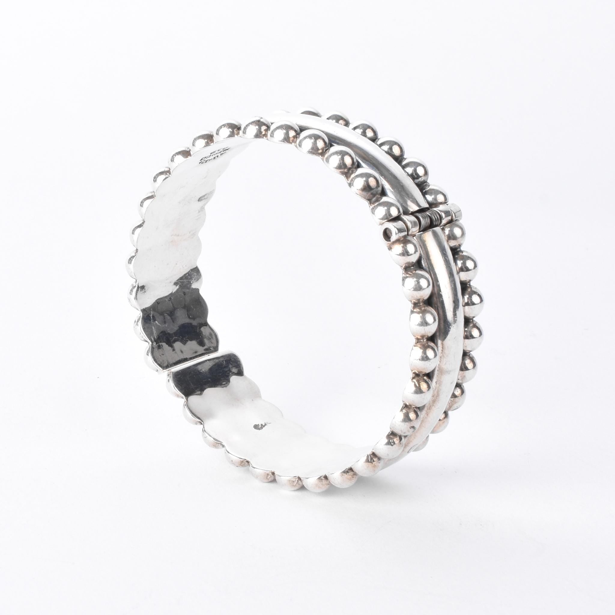 925 Sterling Silver Taxco Sculpted Clamper Bracelet
