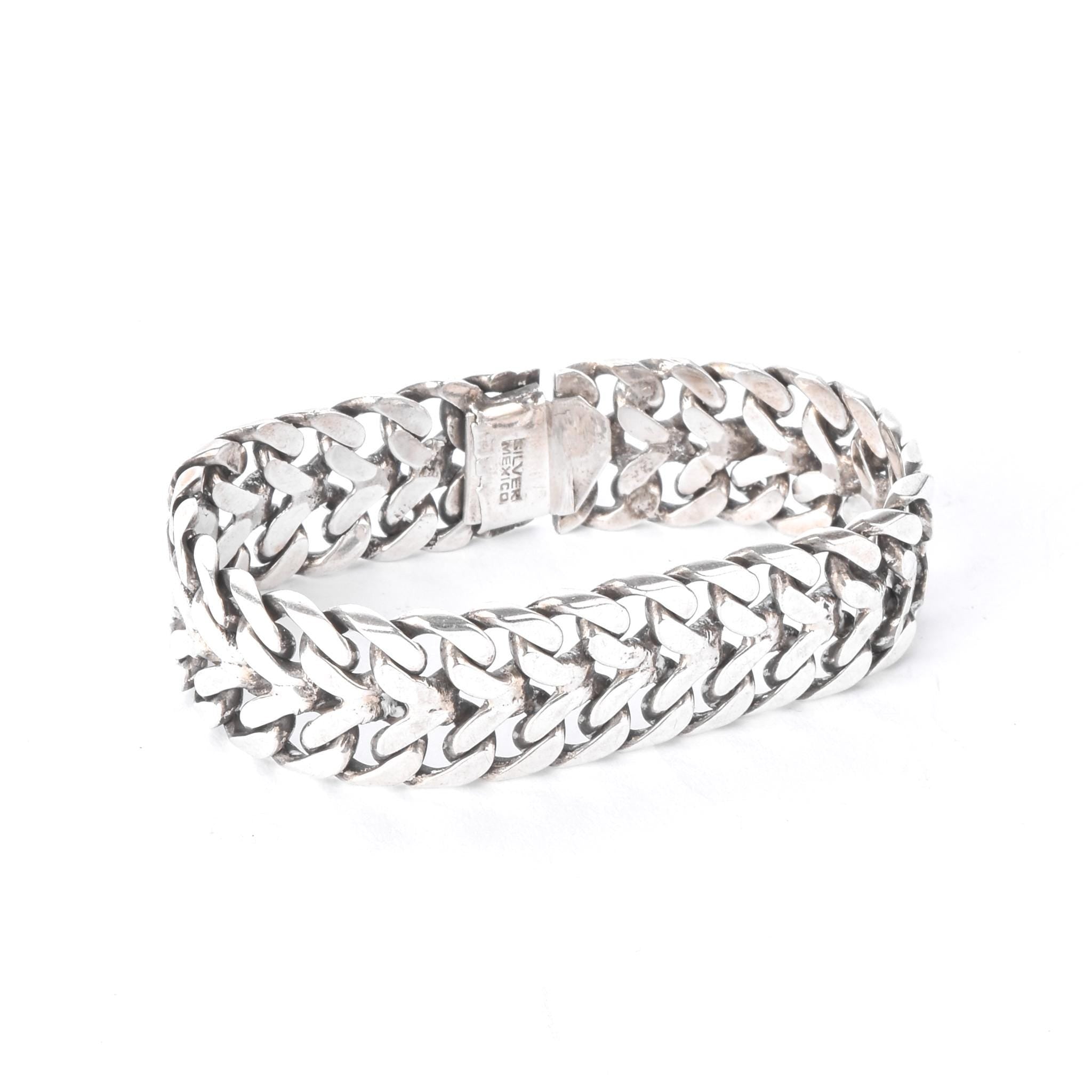 Mexican 925 Sterling Silver Double Curb Link Men's Bracelet