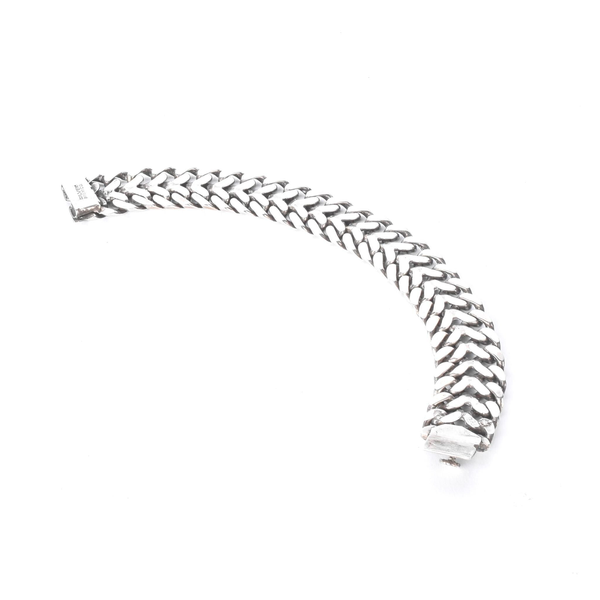 Mexican 925 Sterling Silver Double Curb Link Men's Bracelet