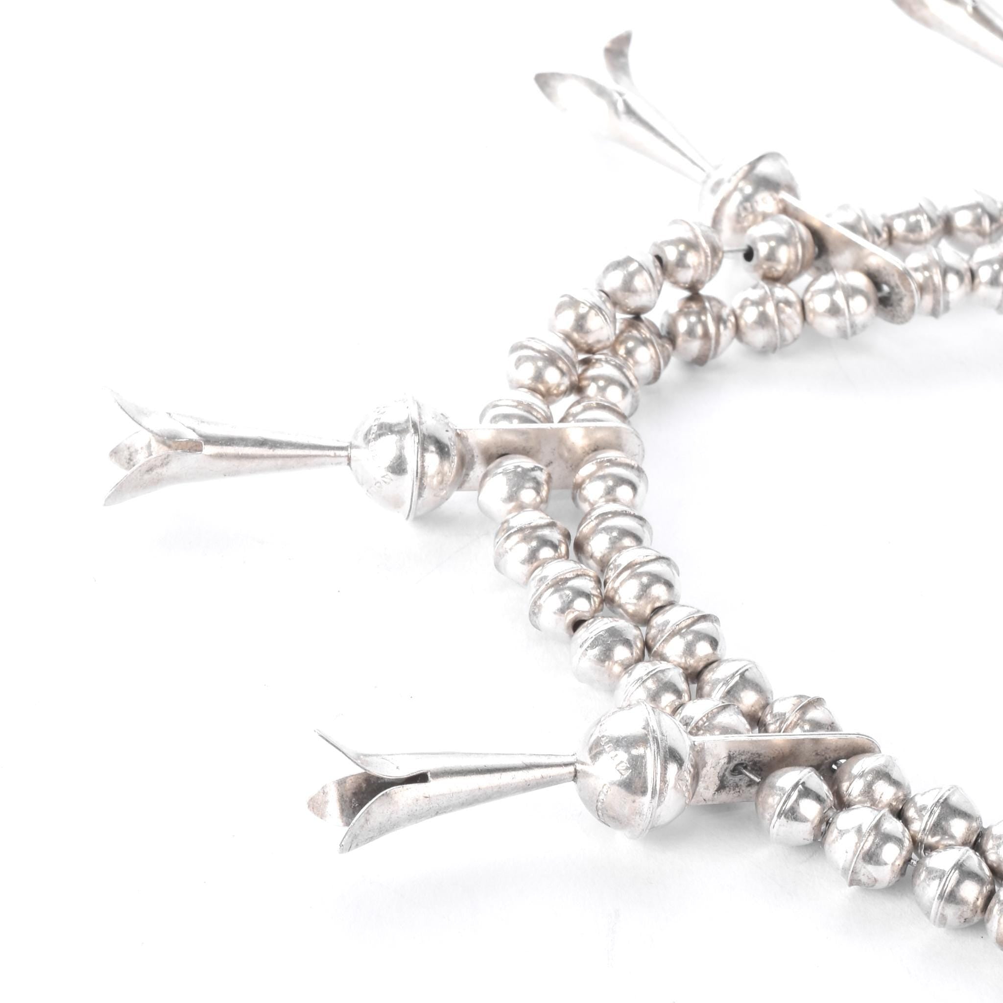 925 Sterling Silver American Navajo Squash Blossom Necklace