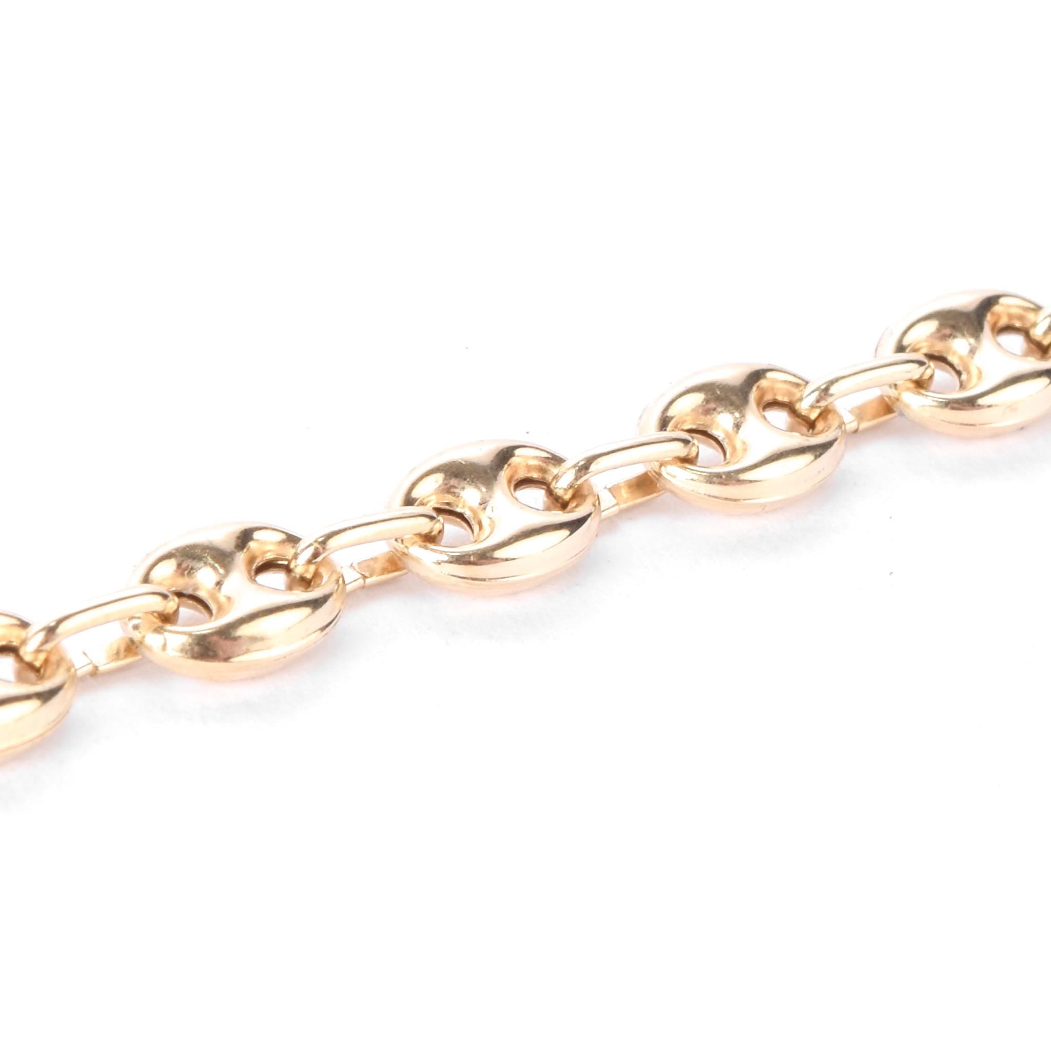 14K Gold Puffed Mariner Link Chain Necklace