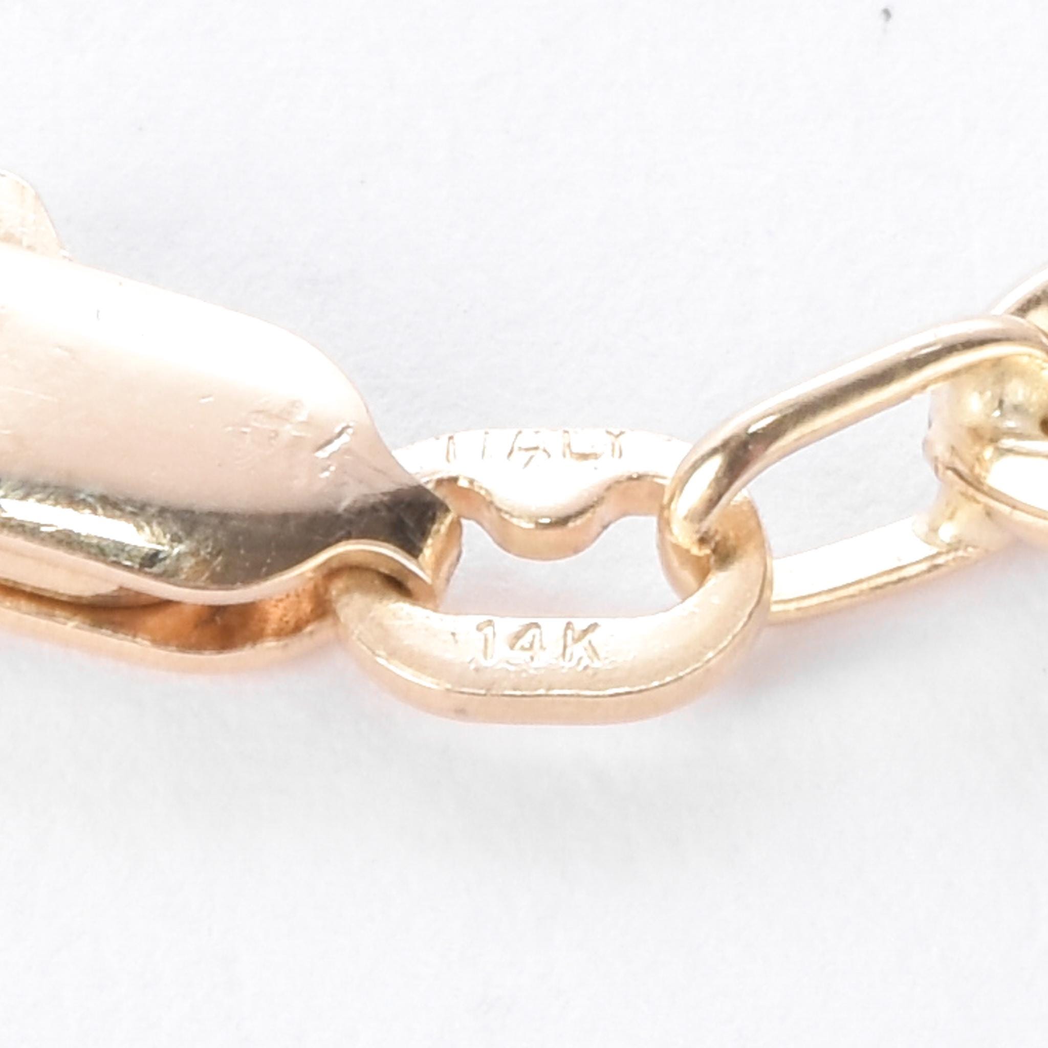 14K Gold Puffed Mariner Link Chain Necklace
