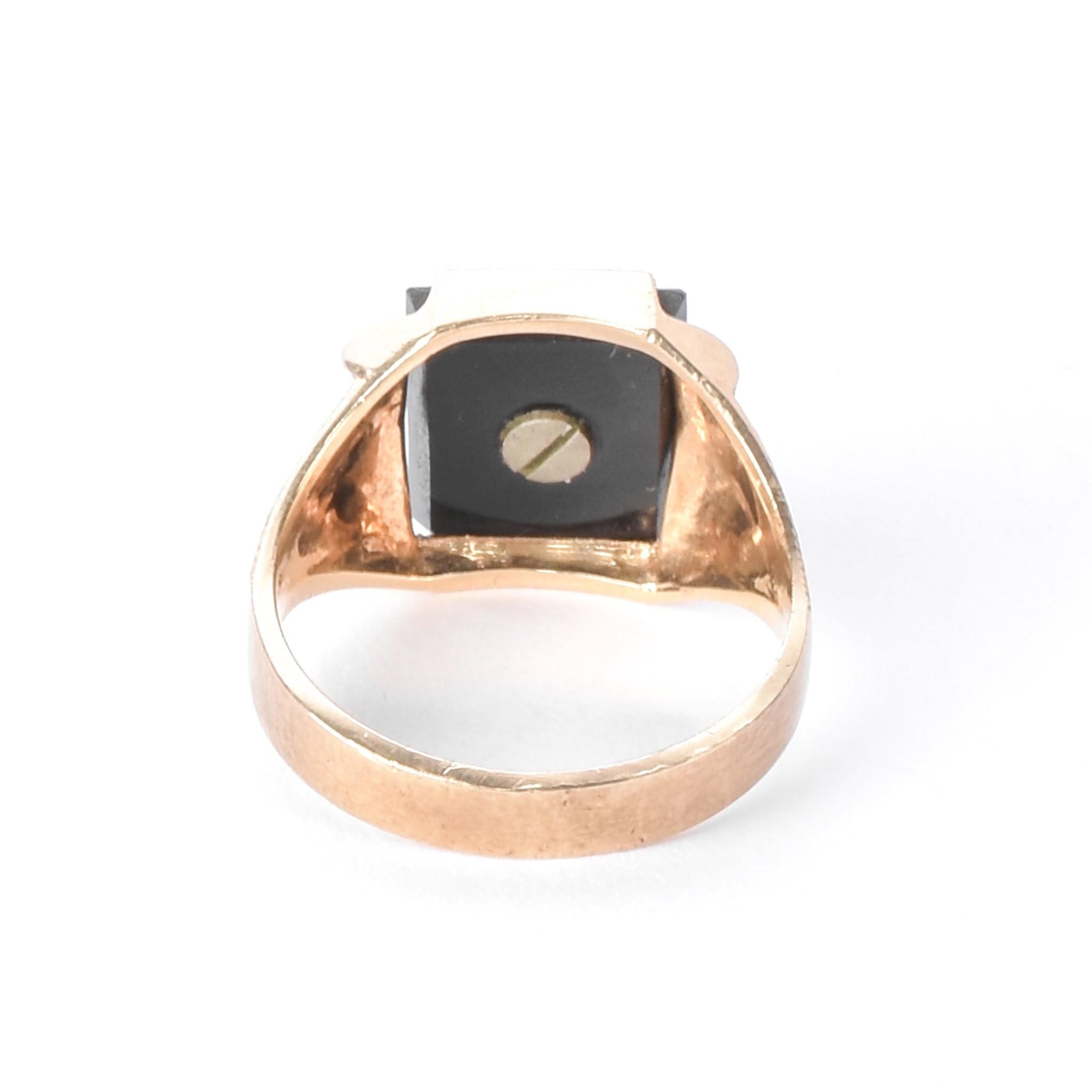 Art Deco 10K Gold & Onyx "K" Signet Ring