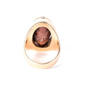 Vintage 18K Gold Reversible Chinese Olive Pit Carved Skull and Face Statement Ring, Size 10 1/4