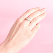 1940s 18K White Gold Natural Diamond Filigree Engagement Ring