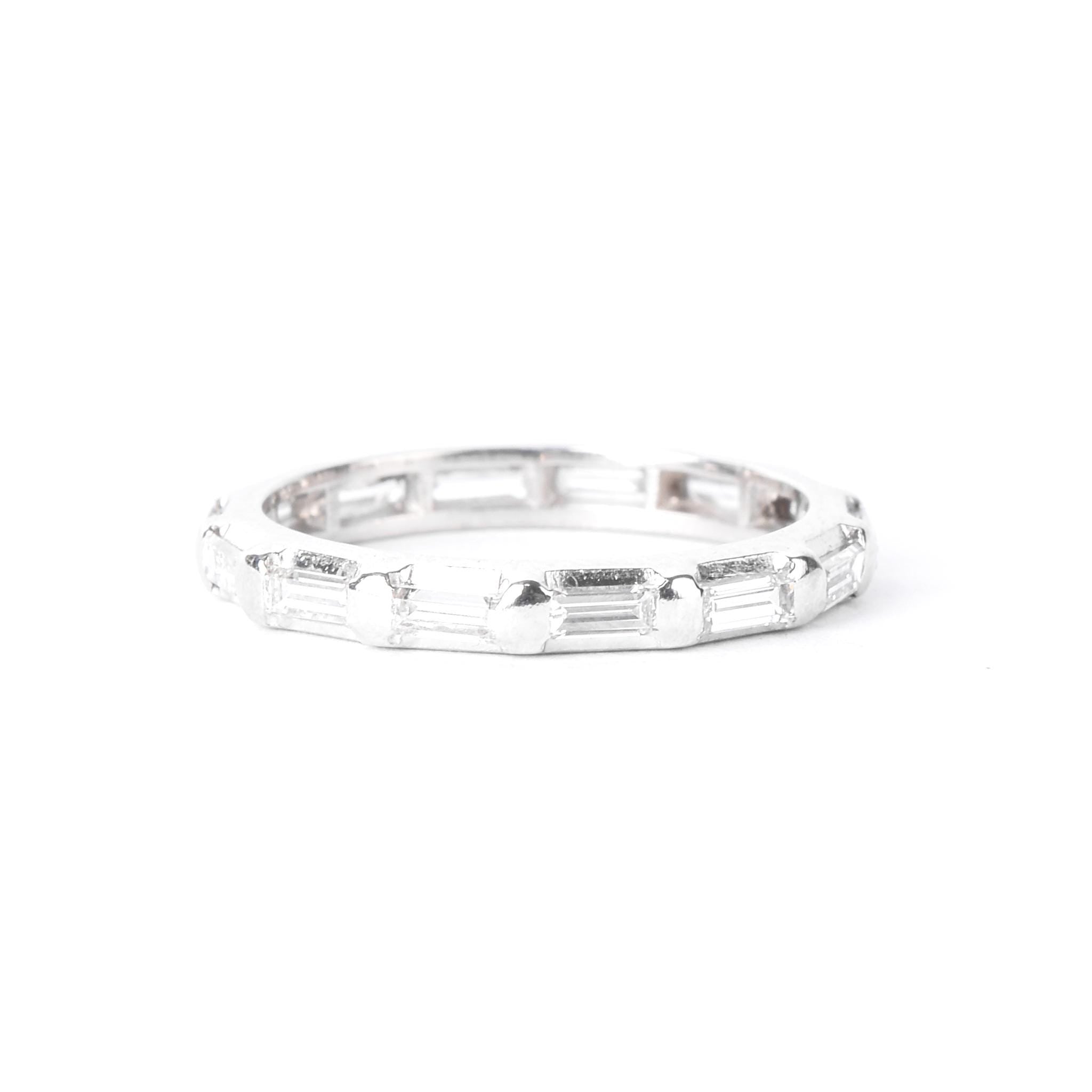 Platinum Natural Baguette Diamond Eternity Band
