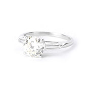Platinum Round and Baguette 1.62 CT Natural Diamond Engagement Ring