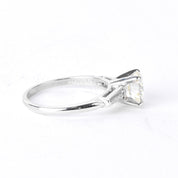 Platinum Round and Baguette 1.62 CT Natural Diamond Engagement Ring