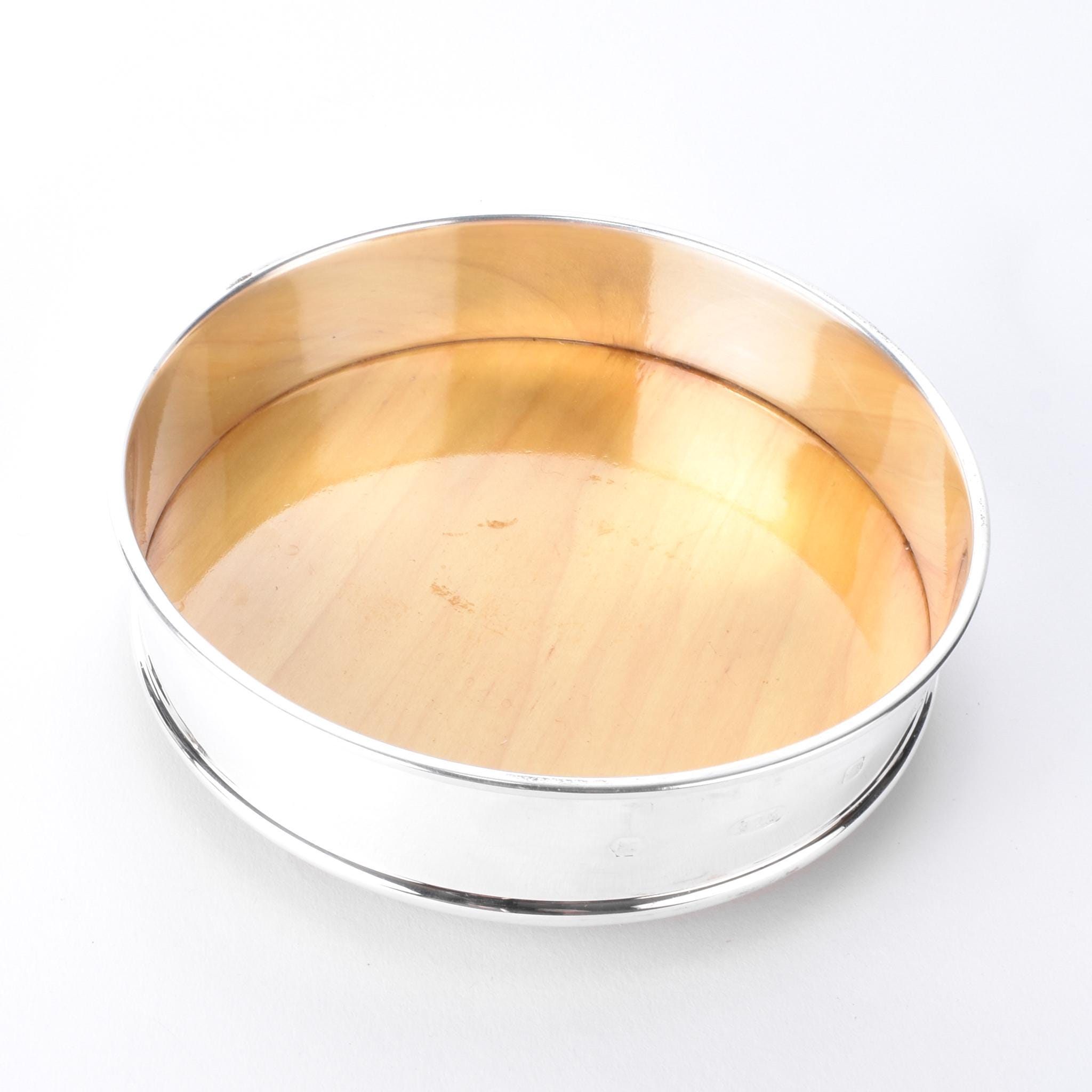 Carrs of Sheffield Sterling Silver and Wood Wine Coaster/Tray