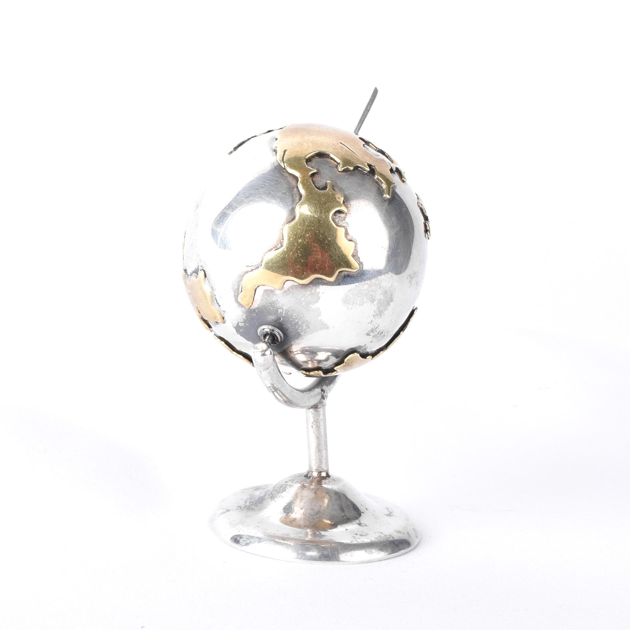 Taxco 925 Sterling Silver and Gold Vermeil Small Rotating Globe