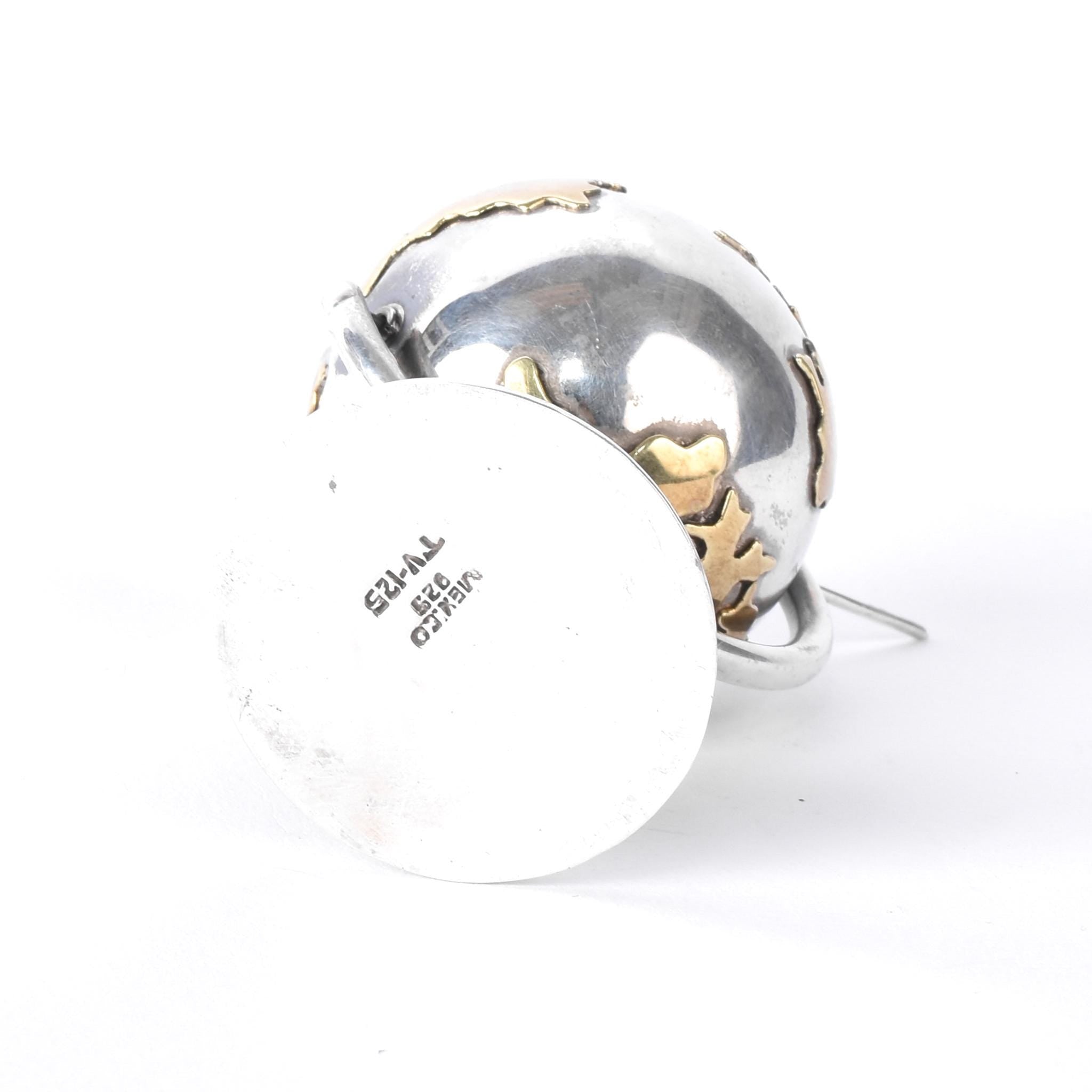 Taxco 925 Sterling Silver and Gold Vermeil Small Rotating Globe