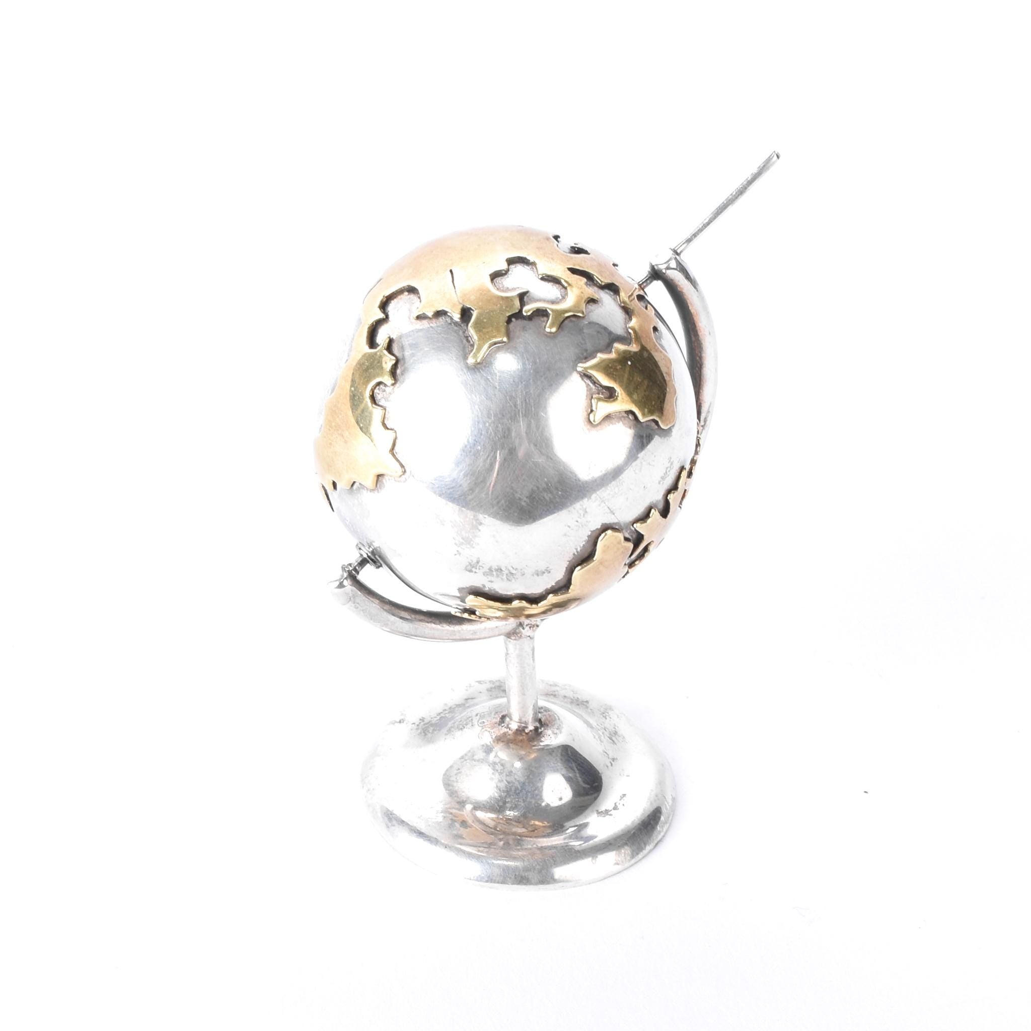 Taxco 925 Sterling Silver and Gold Vermeil Small Rotating Globe