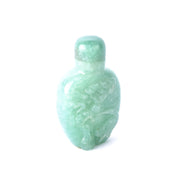 Australian Jade Snuff Bottle with Carved Birds and Trees
