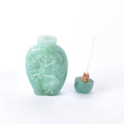 Australian Jade Snuff Bottle with Carved Birds and Trees