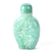 Australian Jade Snuff Bottle with Carved Birds and Trees