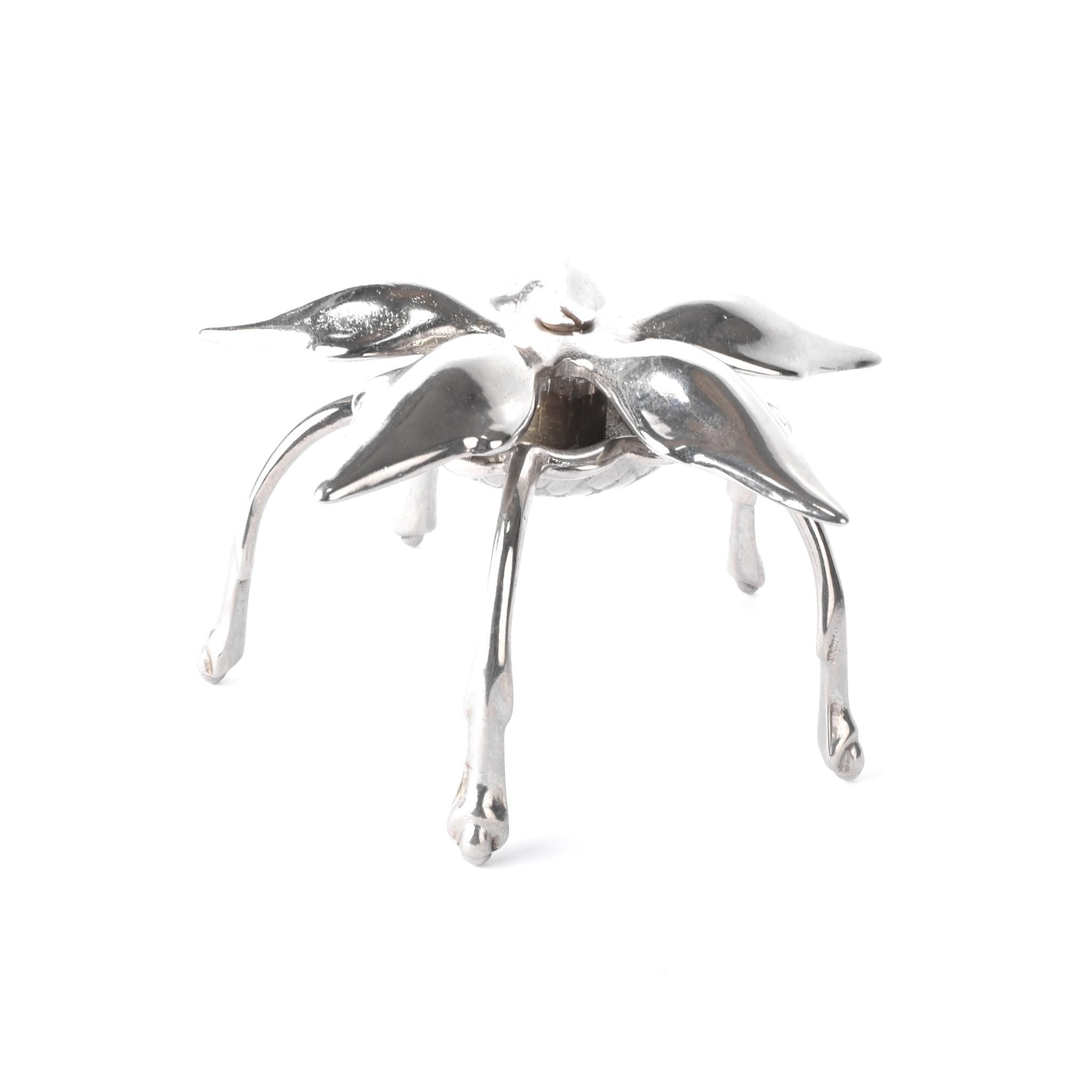Mid-Century Silver-Tone Flower Ashtray with Removable Petals