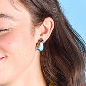 Signed Ruth Ann Begay Navajo Sterling Silver & Turquoise Stud Earrings