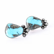 Signed Ruth Ann Begay Navajo Sterling Silver & Turquoise Stud Earrings