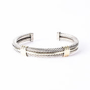 David Yurman 18K Gold & Sterling Silver Triple Cable Cuff Bracelet