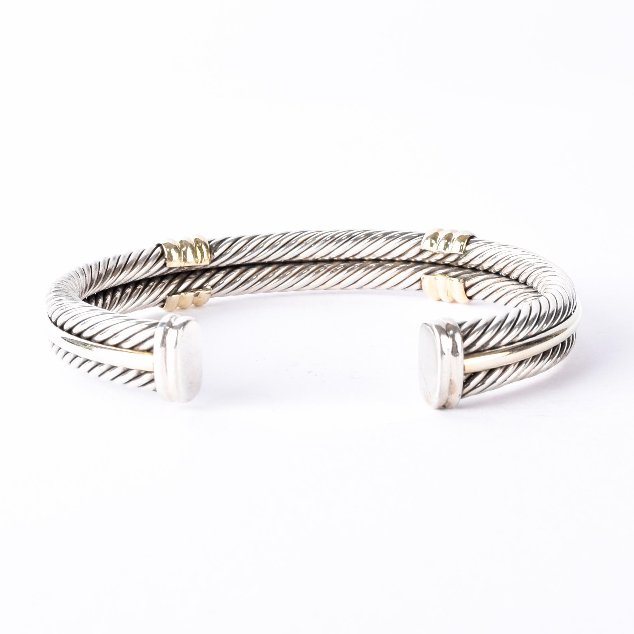 David Yurman 18K Gold & Sterling Silver Triple Cable Cuff Bracelet