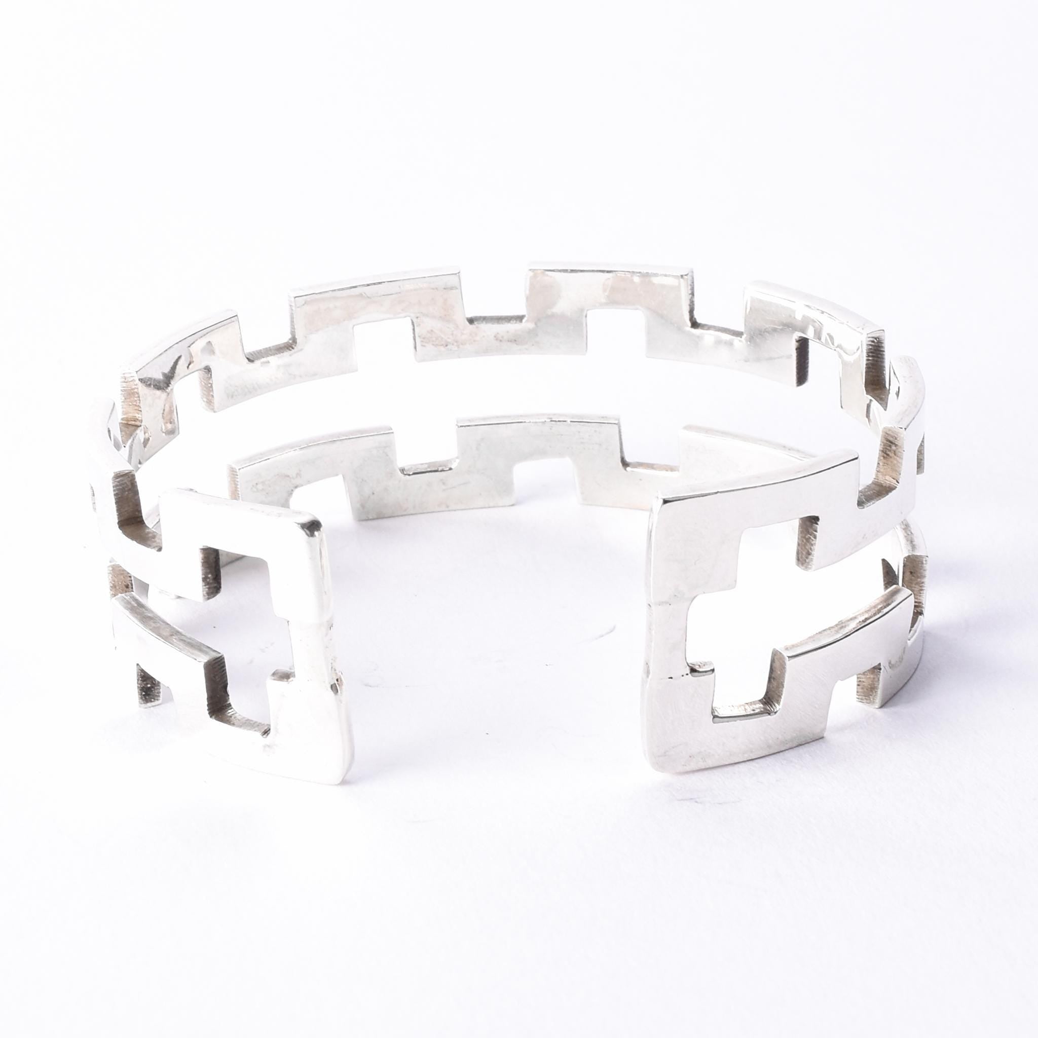 Charles Albert Sterling Silver Geometric Cuff Bracelet