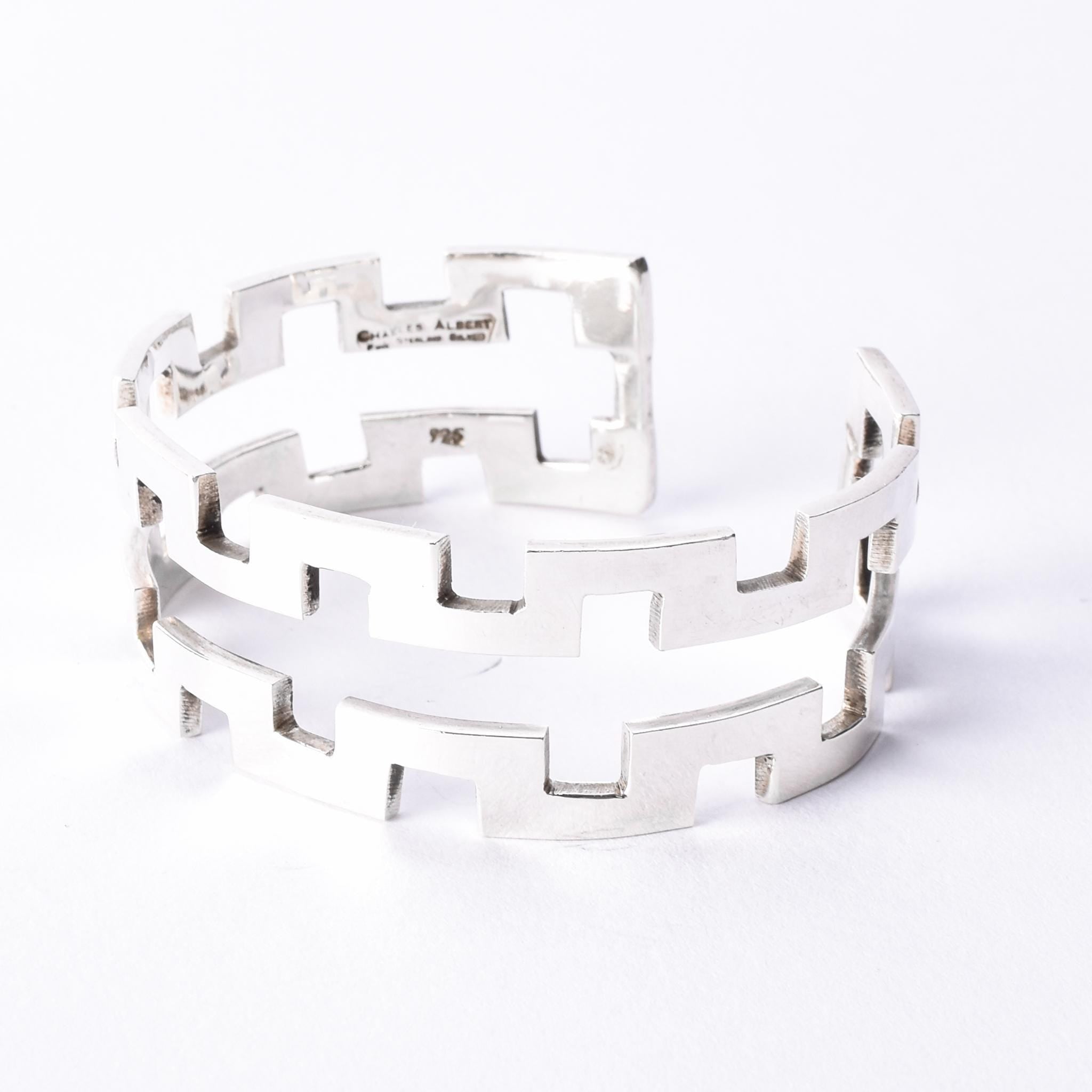 Charles Albert Sterling Silver Geometric Cuff Bracelet