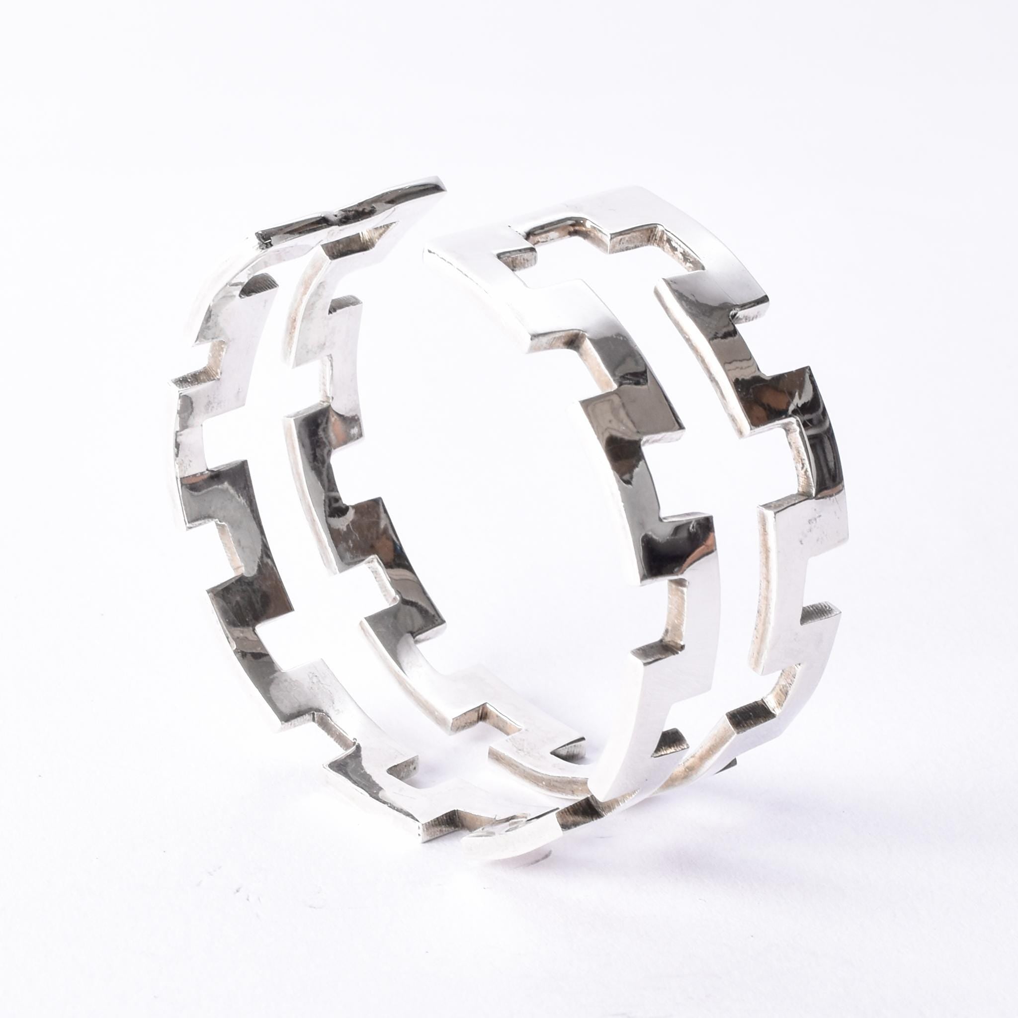 Charles Albert Sterling Silver Geometric Cuff Bracelet