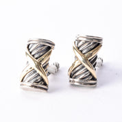 David Yurman 14K Gold & Sterling Silver Cable X Crossover Cufflinks
