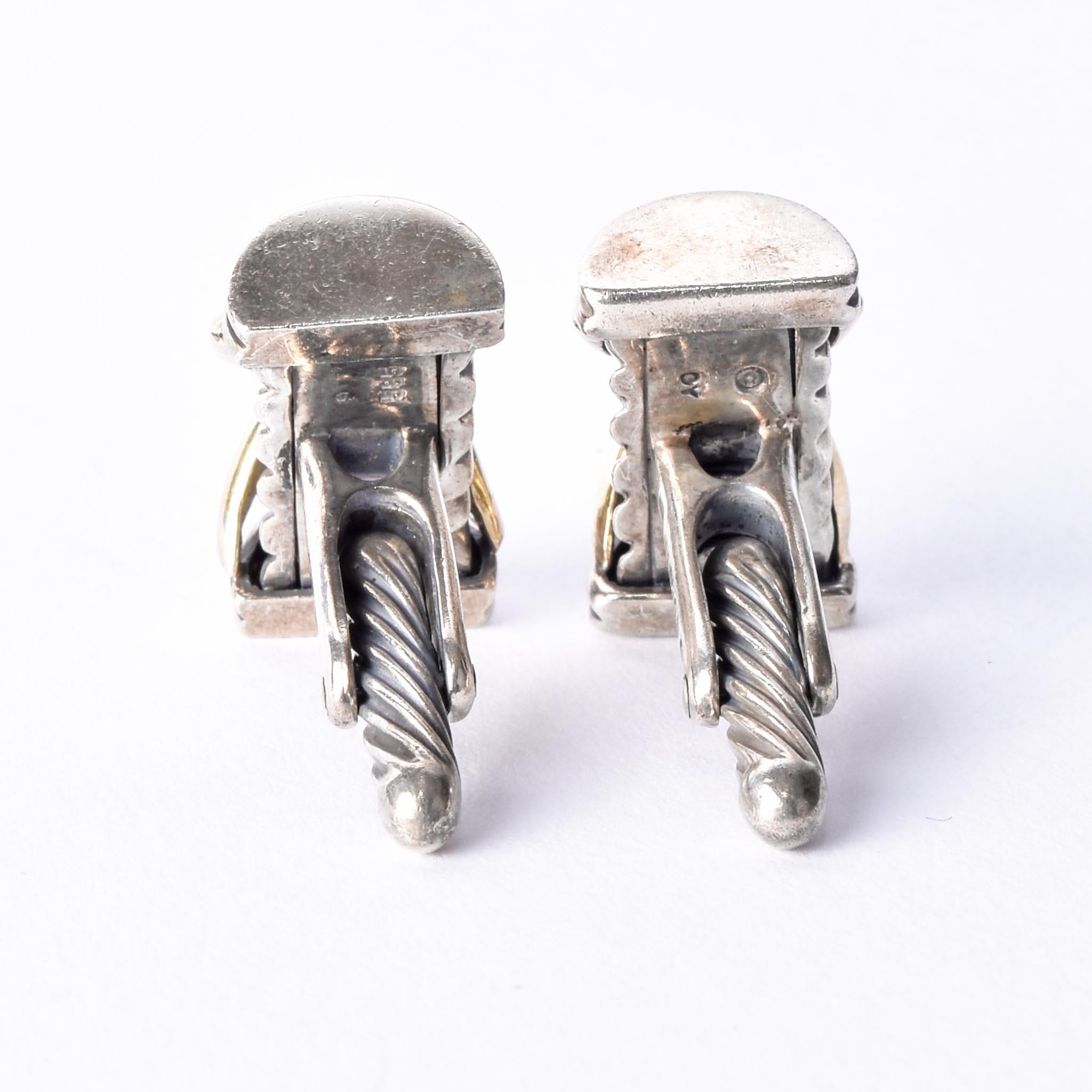 David Yurman 14K Gold & Sterling Silver Cable X Crossover Cufflinks