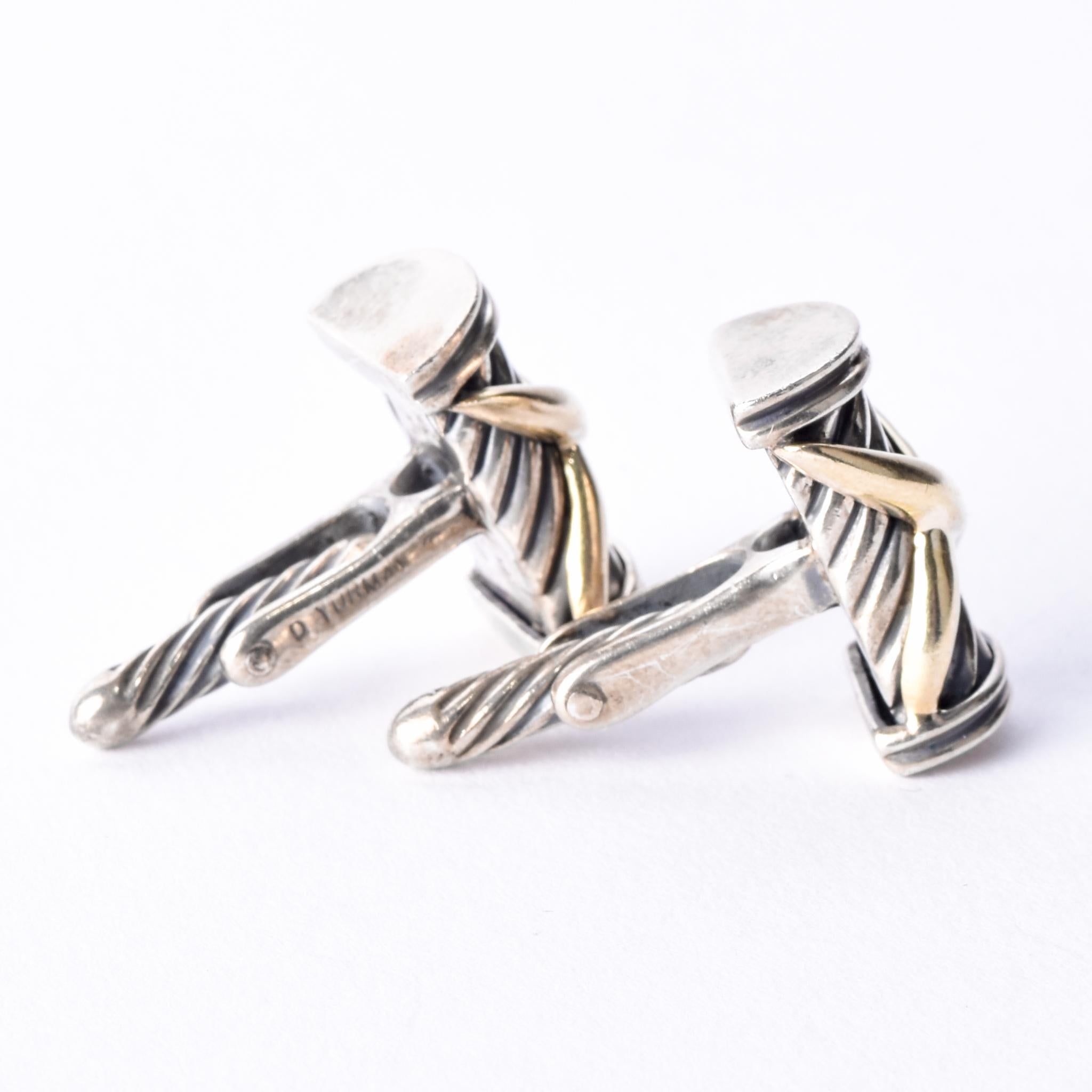 David Yurman 14K Gold & Sterling Silver Cable X Crossover Cufflinks