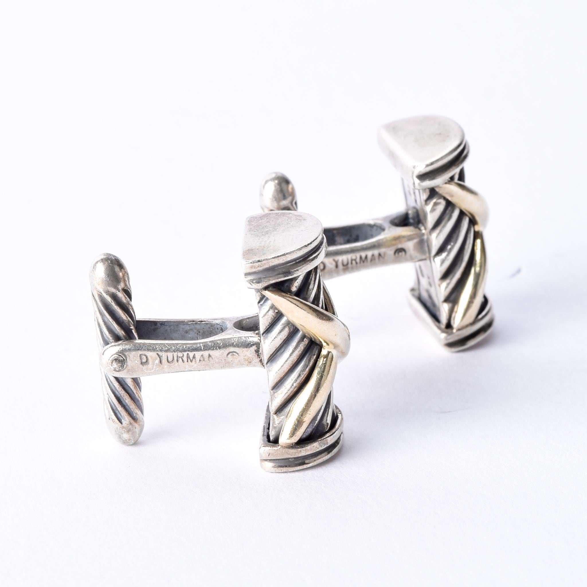 David Yurman 14K Gold & Sterling Silver Cable X Crossover Cufflinks