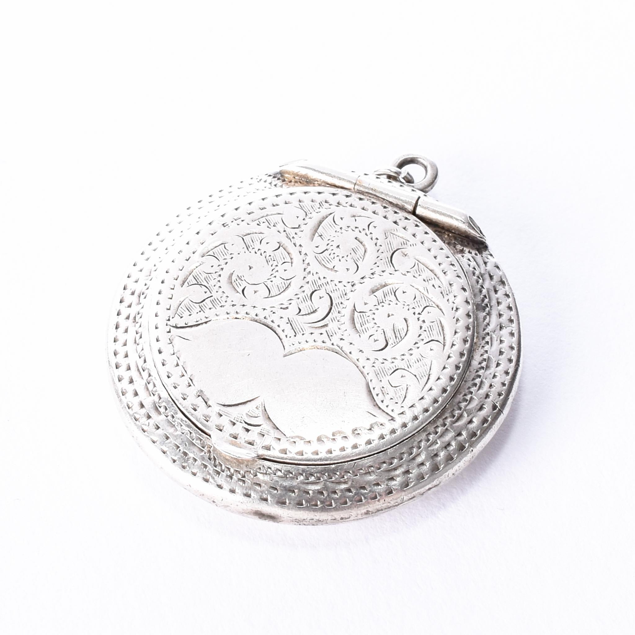 Antique Sterling Silver Pill Box Compact Pendant