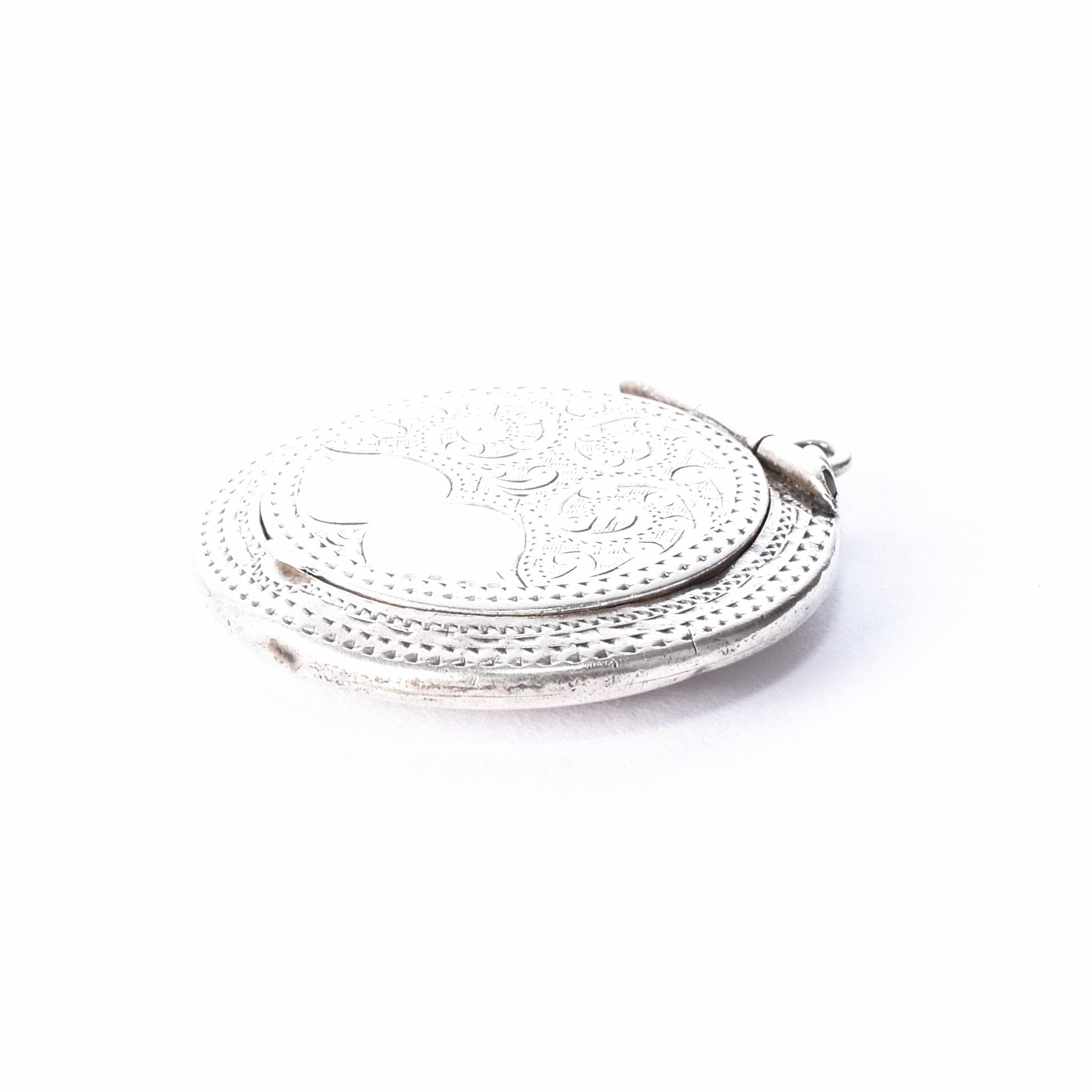 Antique Sterling Silver Pill Box Compact Pendant