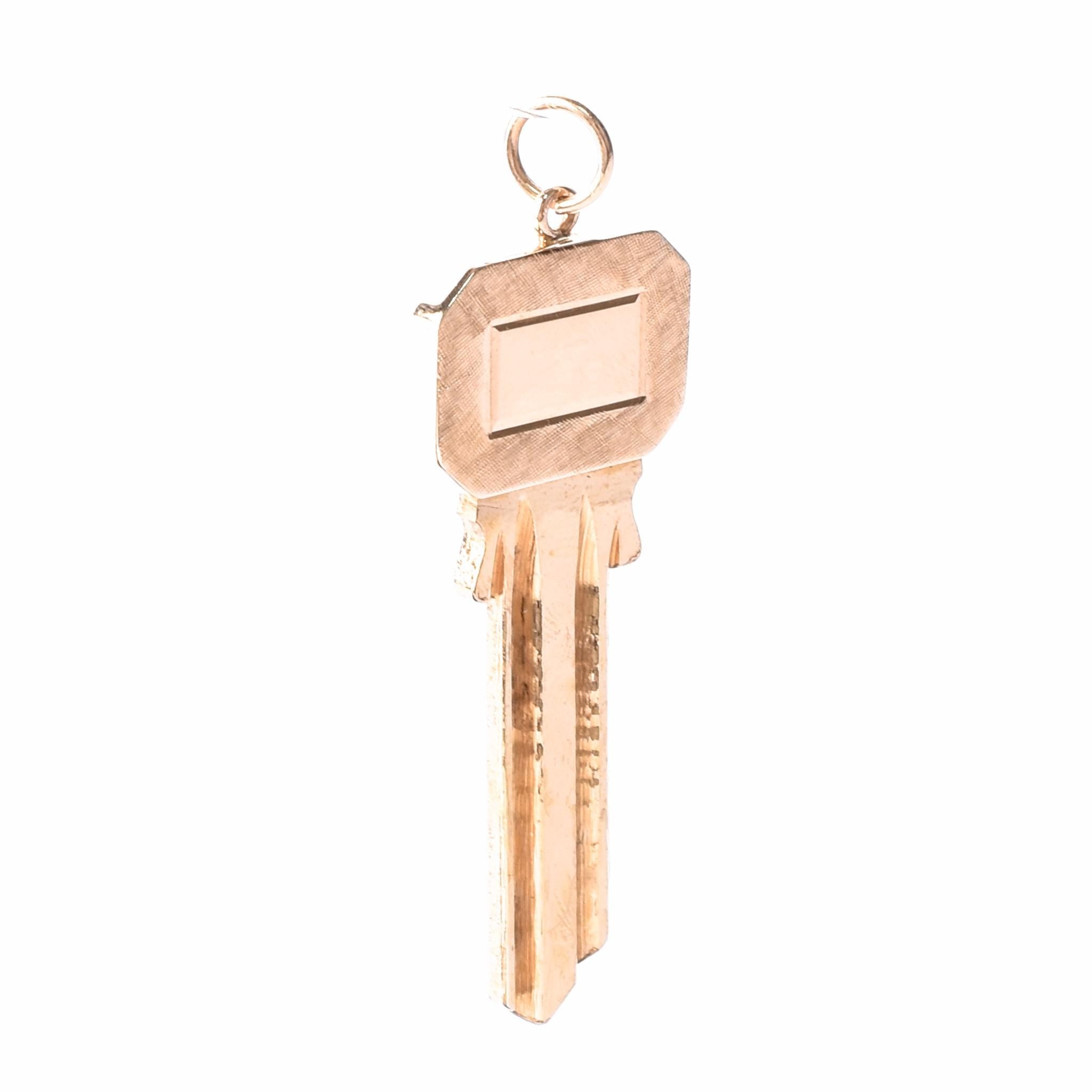 14K Gold & Brass Uncut House Key Pendant