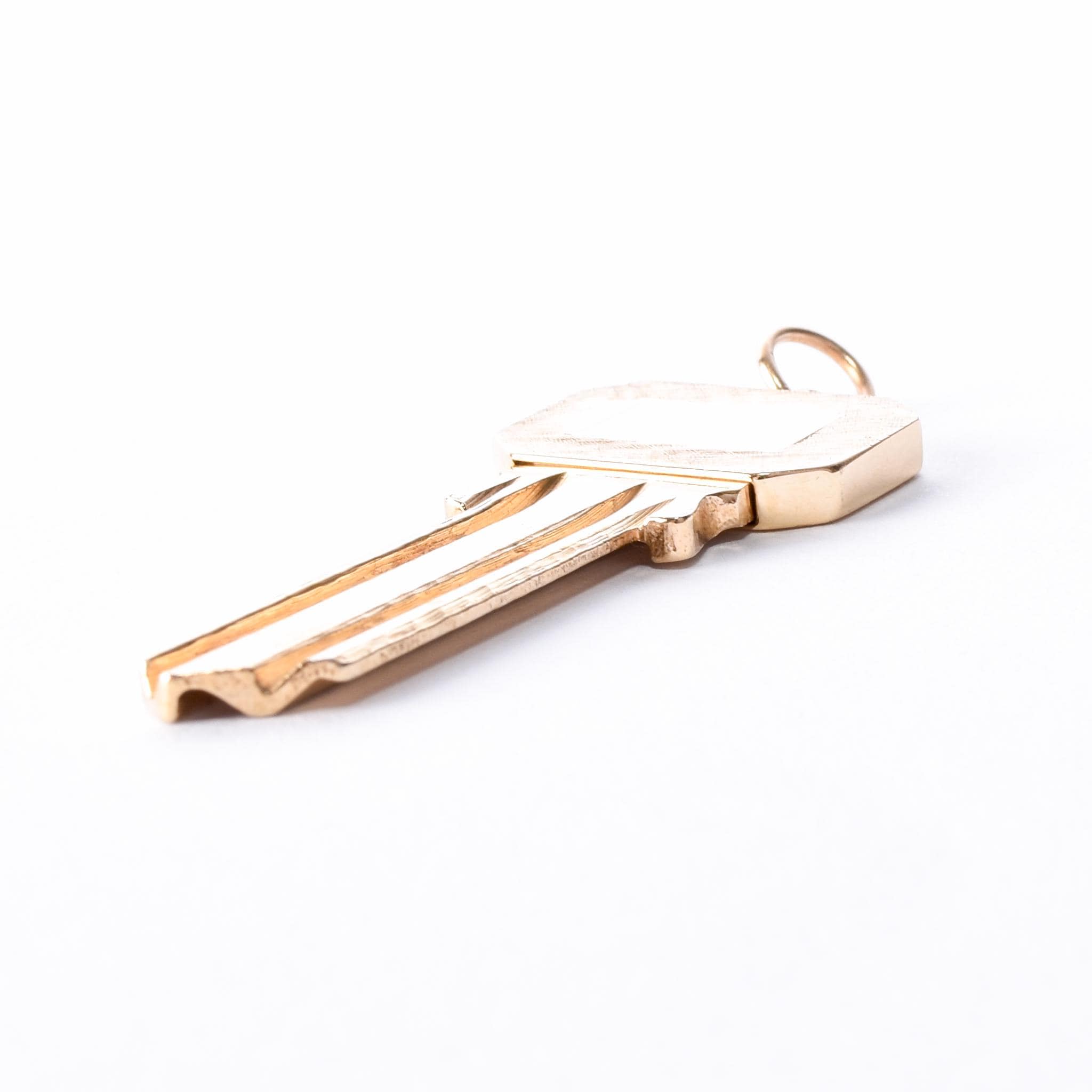 14K Gold & Brass Uncut House Key Pendant