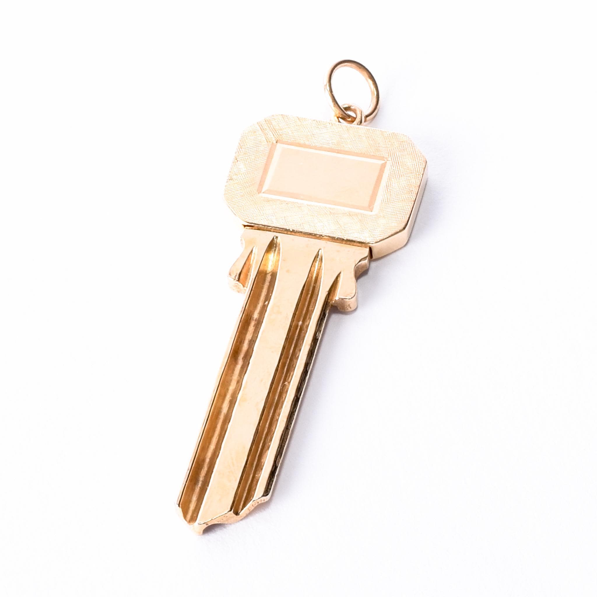 14K Gold & Brass Uncut House Key Pendant