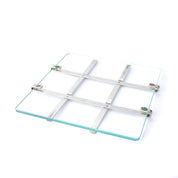 1970s Glass and Steel Tic-Tac-Toe Board and Pieces